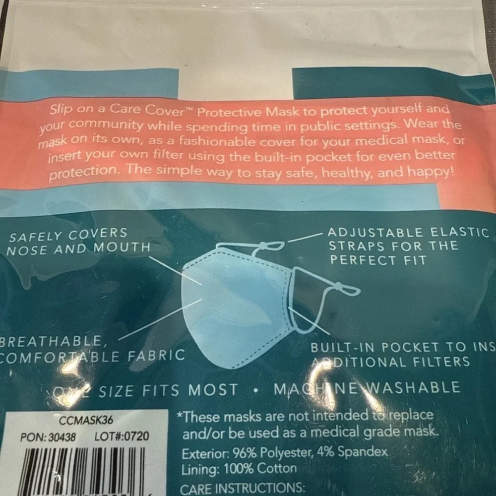 Two care cover protective face masks designer defense durable cotton lining